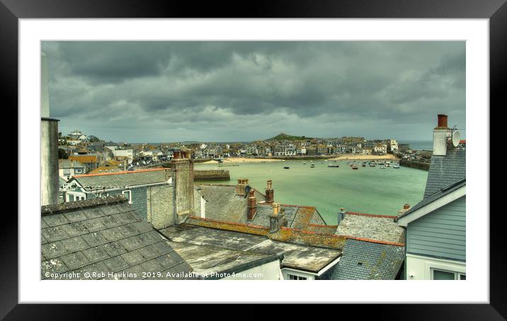 St Ives Skyline Framed Mounted Print by Rob Hawkins