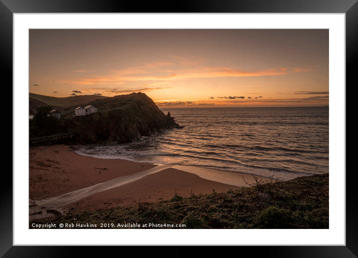 Hope Cove Twylight  Framed Mounted Print by Rob Hawkins