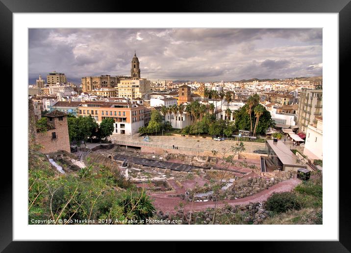 Malaga Amphipheatre Cityscape Framed Mounted Print by Rob Hawkins