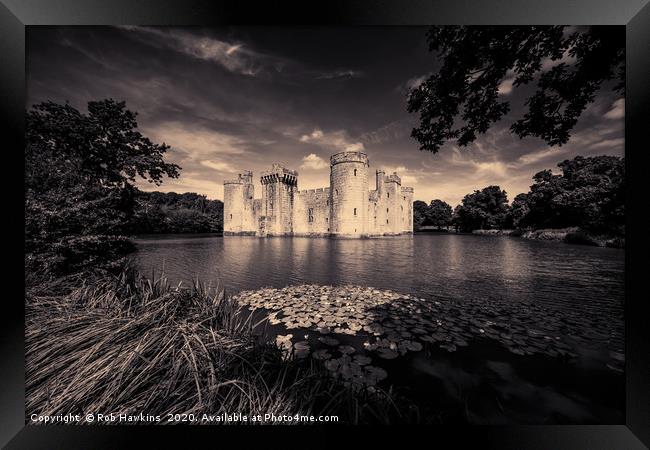Bodiam Castle toned  Framed Print by Rob Hawkins
