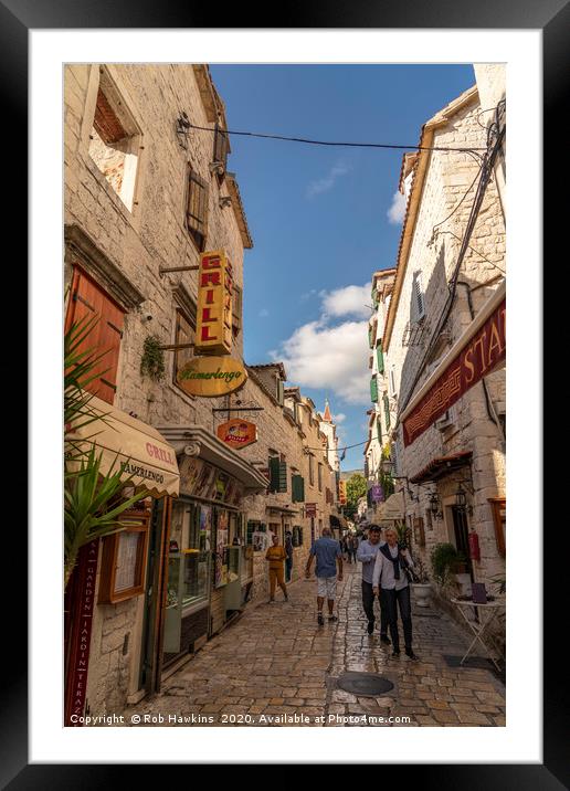 Trogir Backstreet Framed Mounted Print by Rob Hawkins