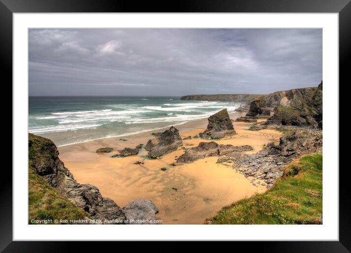 Bedruthan Seascape Framed Mounted Print by Rob Hawkins