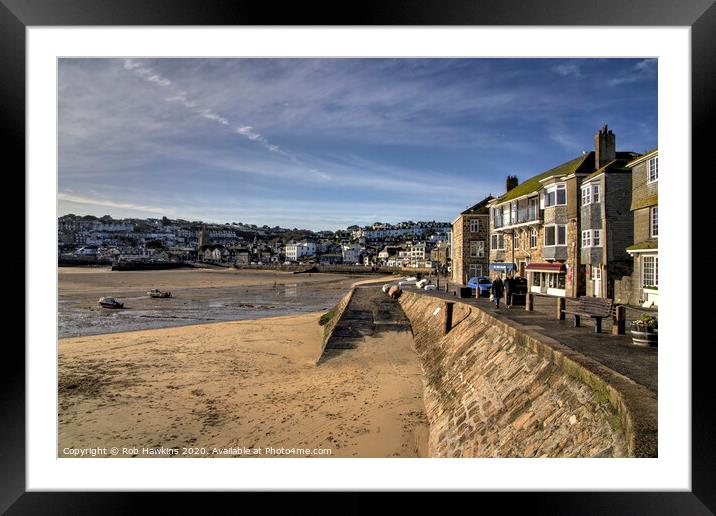 St Ives Beach Wall  Framed Mounted Print by Rob Hawkins