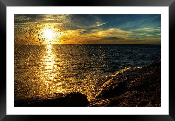 Sunset & Spray Framed Mounted Print by Rob Hawkins