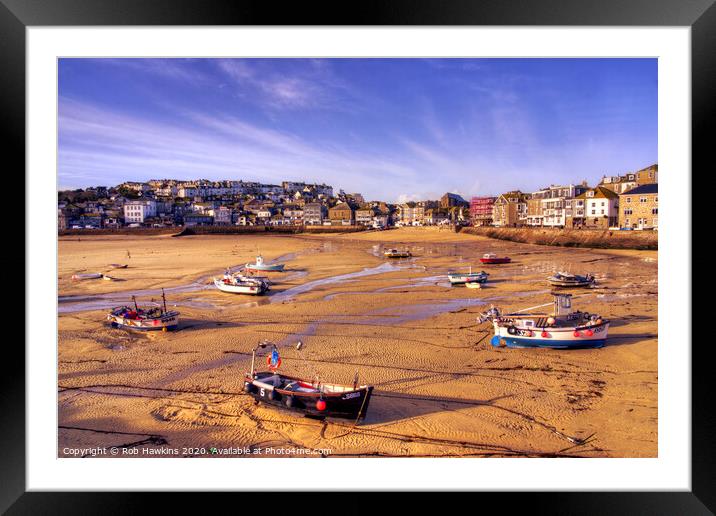 St Ives beach boats           Framed Mounted Print by Rob Hawkins