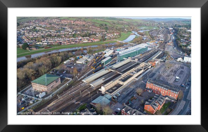 Exeter St Davids from above  Framed Mounted Print by Rob Hawkins