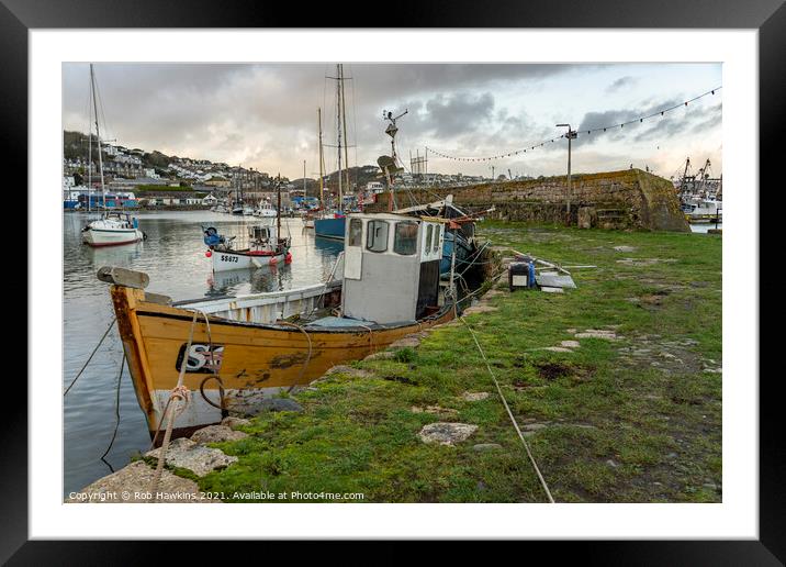 Newlyn Old Harbour Framed Mounted Print by Rob Hawkins