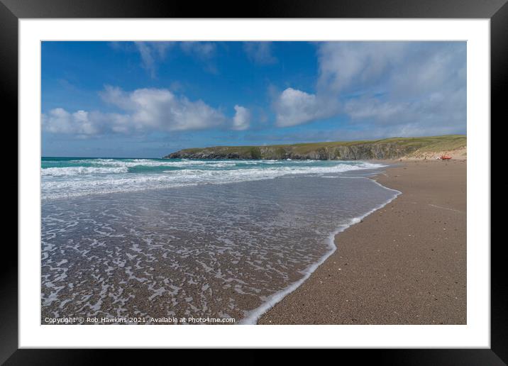 Holywell Bay Beach  Framed Mounted Print by Rob Hawkins