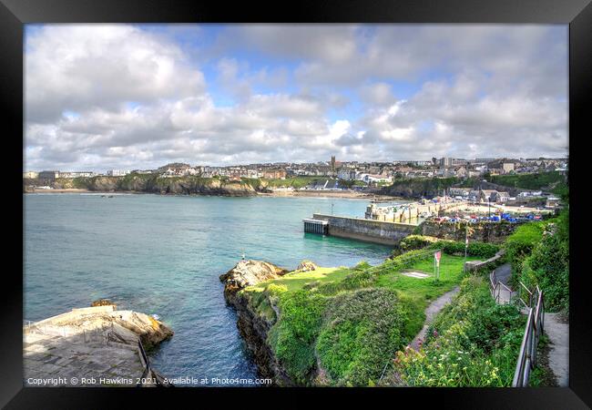Newquay Harbour Seascape Framed Print by Rob Hawkins