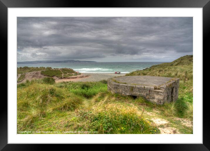 Gwithian Pill Box Seascape Framed Mounted Print by Rob Hawkins