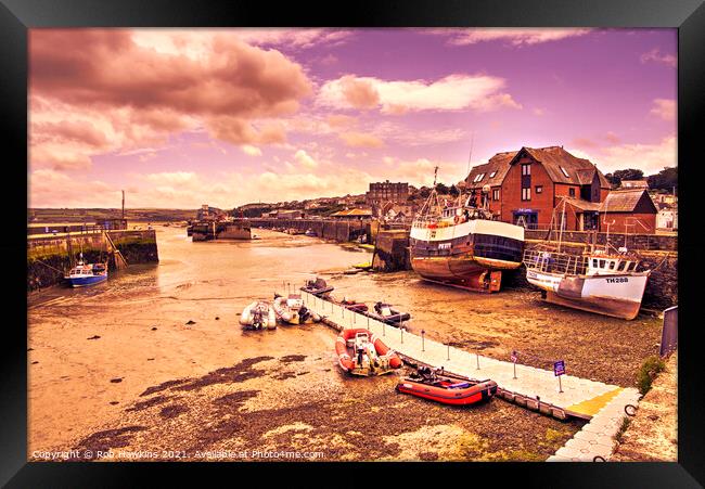 Padstow Harbour Fishing boats  Framed Print by Rob Hawkins