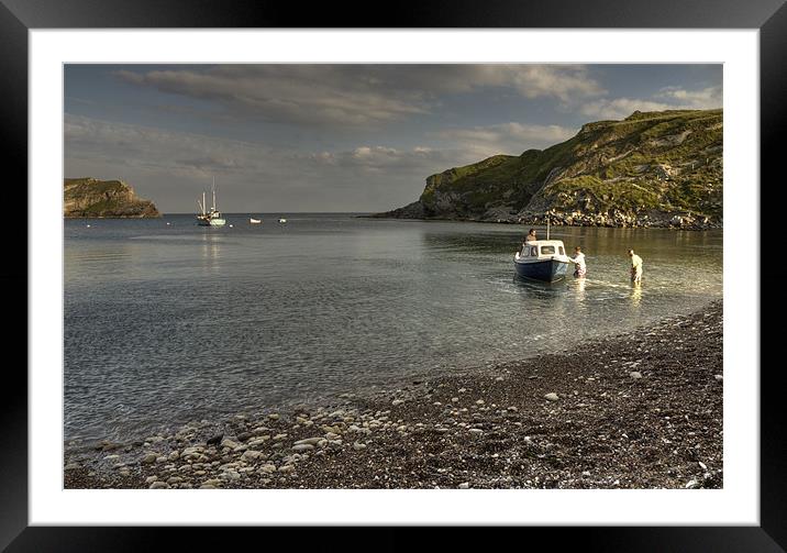 Off to fish at Lulworth Cove Framed Mounted Print by Rob Hawkins