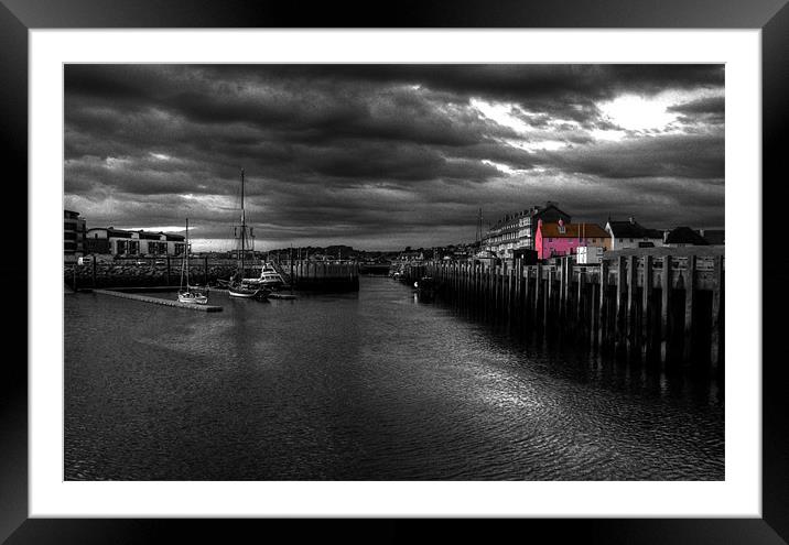 Pink house on the harbour Framed Mounted Print by Rob Hawkins