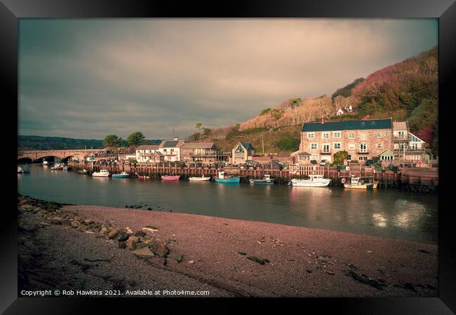 Seaton Harbour Cottages Framed Print by Rob Hawkins