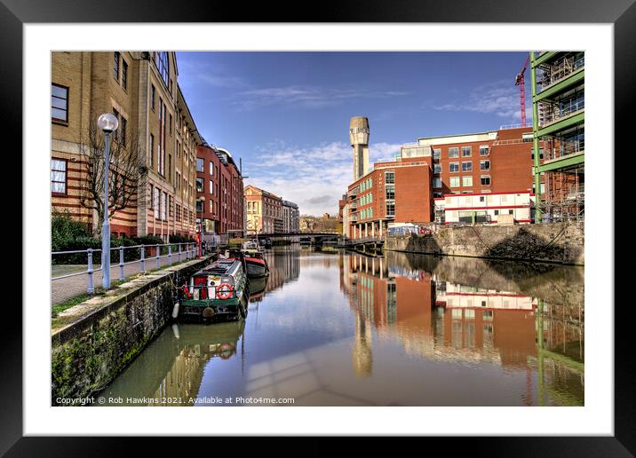 Feeder Canal Reflections Framed Mounted Print by Rob Hawkins