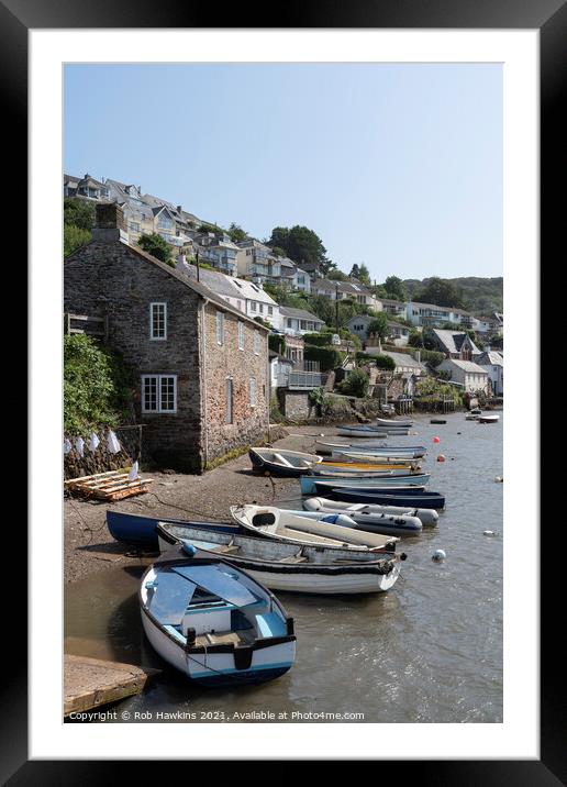 Rowing Boats at Noss Mayo Framed Mounted Print by Rob Hawkins