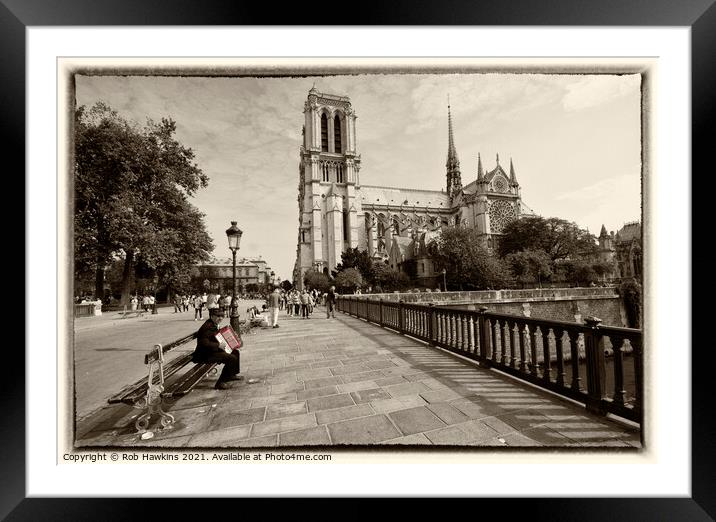 Notre Dame accordionist Framed Mounted Print by Rob Hawkins