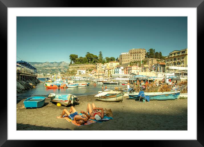 Sorrento Beach Relaxation  Framed Mounted Print by Rob Hawkins