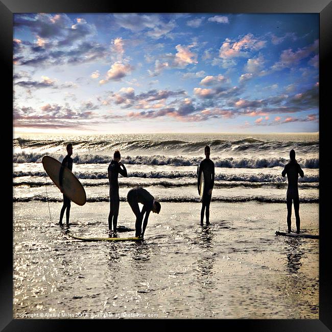 Surfs up boys Framed Print by Alexia Miles