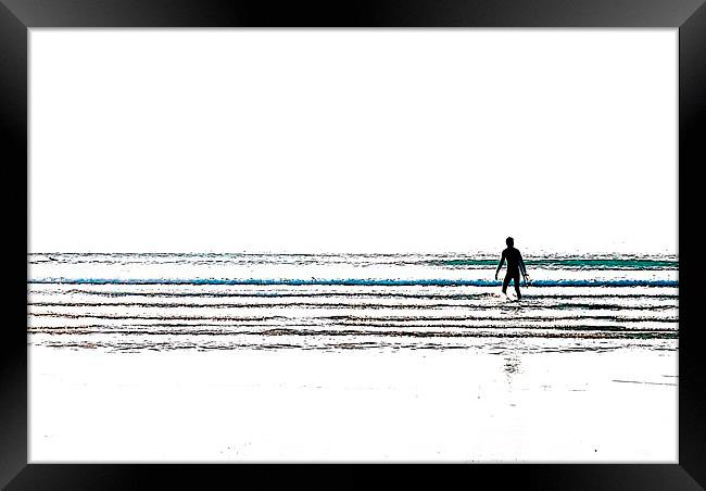 Lone Surfer Framed Print by Alexia Miles