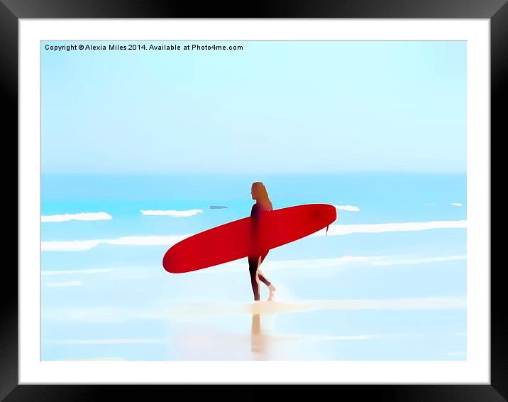 Red Surfboard  Framed Mounted Print by Alexia Miles