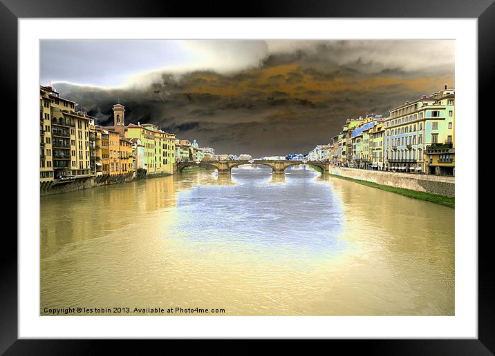 Storm over The Arno Framed Mounted Print by les tobin