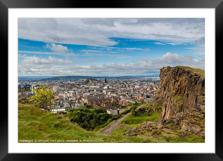 Edinburgh and Salisbury Crags Framed Mounted Print by Douglas Kerr