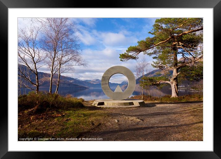 Loch Lomond National Park Memorial Sculpture Framed Mounted Print by Douglas Kerr