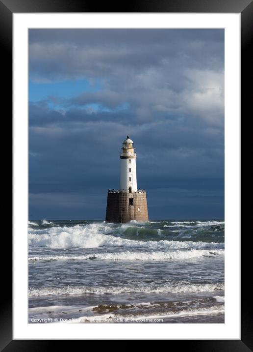 Rattray Head Lighthouse, rough waves, Peterhead Framed Mounted Print by Douglas Kerr