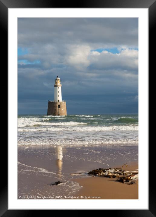 Rattray Head Lighthouse, reflection and seaweed in Framed Mounted Print by Douglas Kerr