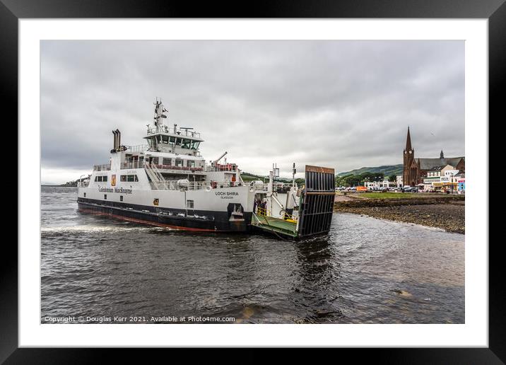 Loch Shira car ferry arriving in Largs Framed Mounted Print by Douglas Kerr