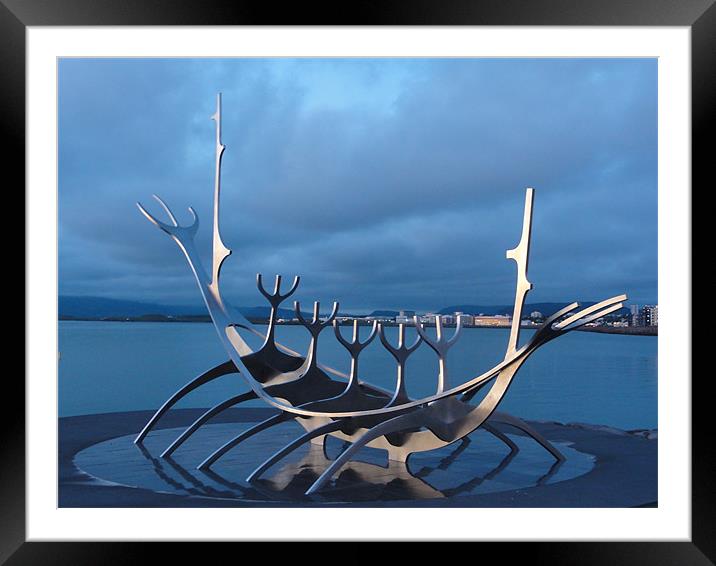 Viking Ship Framed Mounted Print by Cliff Hannan