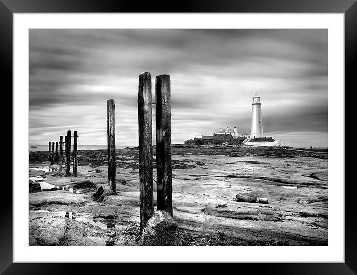 St. Marys Lighthouse Whitley Bay Framed Mounted Print by Mike Sherman Photog