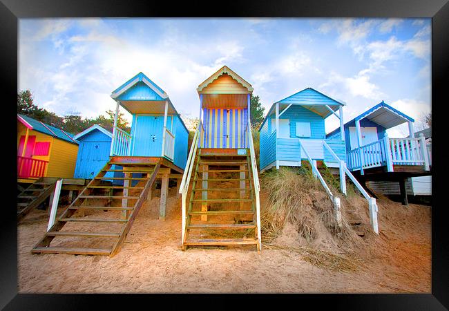 Wells-Next-The-Sea Beach Huts Framed Print by Mike Sherman Photog