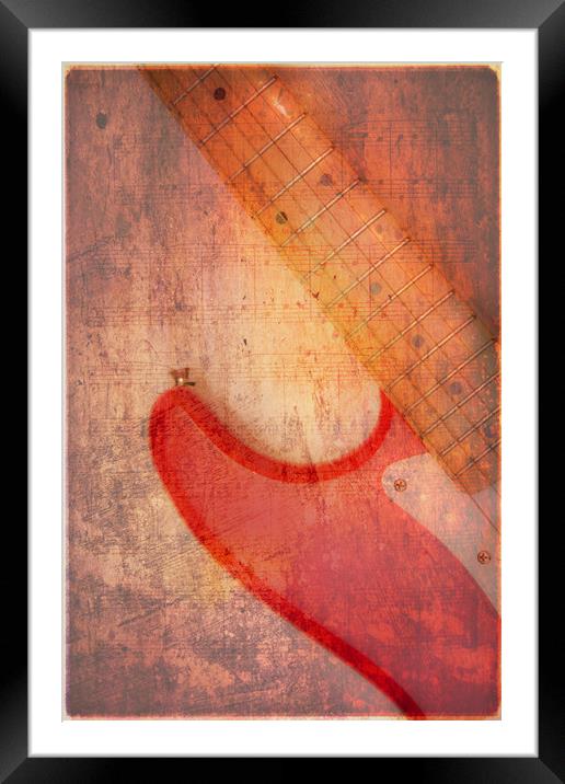Textured Guitar three Framed Mounted Print by Mike Sherman Photog
