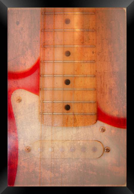 Textured Guitar two Framed Print by Mike Sherman Photog