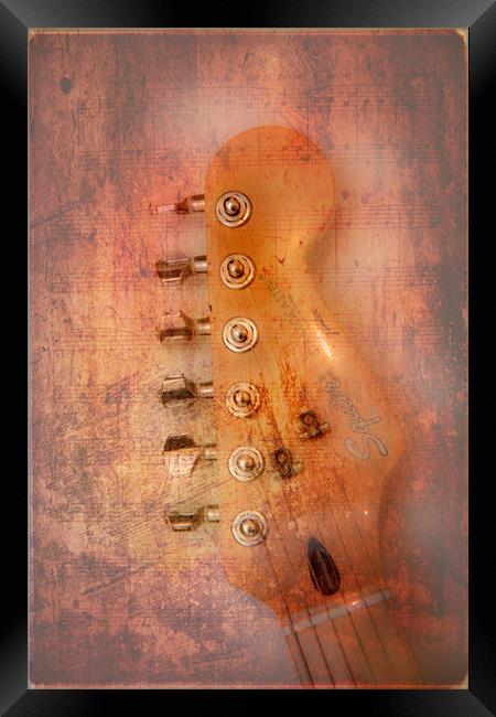 Textured Guitar one Framed Print by Mike Sherman Photog