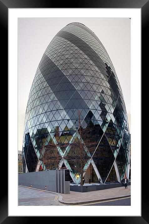 30 St Mary Axe, known as The Gherkin, Skyscraper,  Framed Mounted Print by Terry Senior