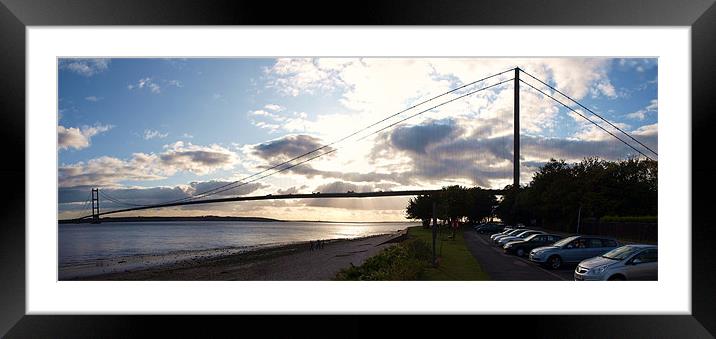 Panoramic view the Humber Bridge at sunset Framed Mounted Print by Terry Senior