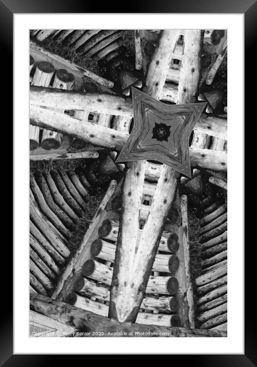 Abstract "Timber Framed" #wood #kaleidoscope #BW Framed Mounted Print by Terry Senior
