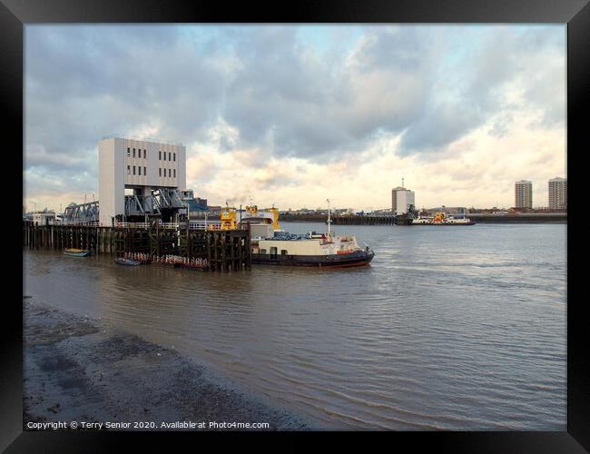 Woolwich Ferry on the River Thames, London Framed Print by Terry Senior