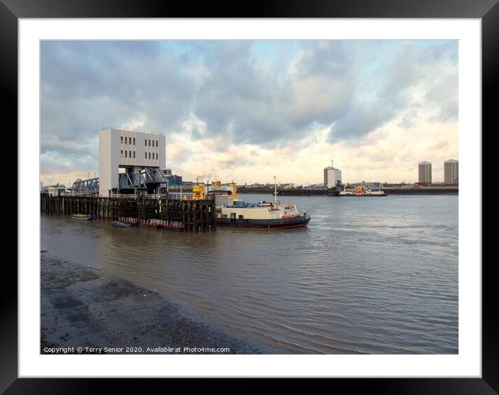 Woolwich Ferry on the River Thames, London Framed Mounted Print by Terry Senior