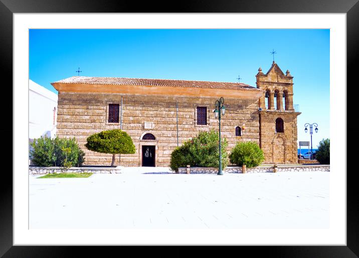 Zakynthos Church of Agios Nikolaos Molos Framed Mounted Print by Terry Senior