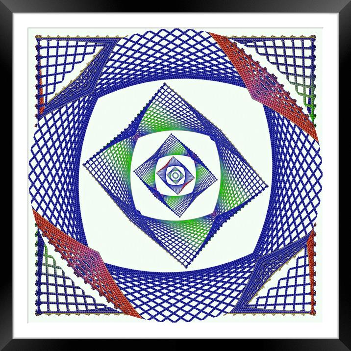 A Digital kaleidoscope of String Art Framed Mounted Print by Terry Senior