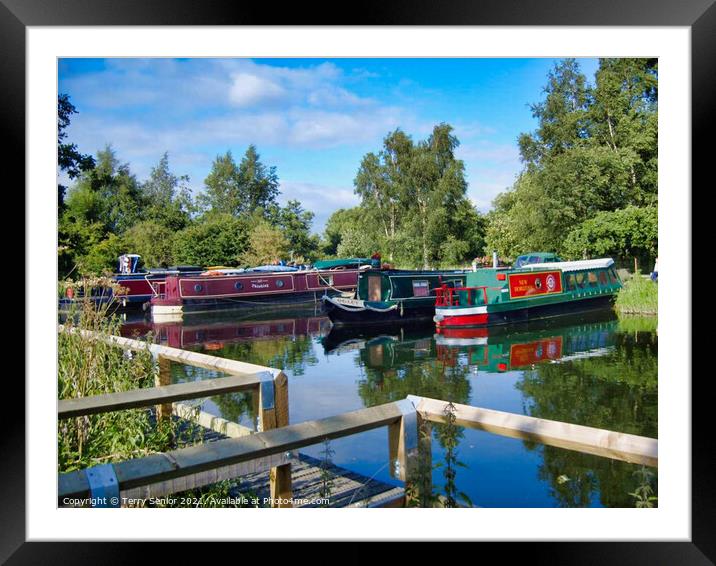 Narrowboats at Melbourne Canal Head, Pocklington C Framed Mounted Print by Terry Senior