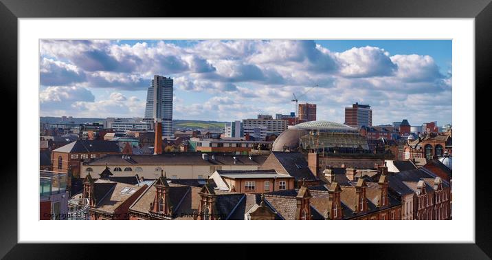 Panoramic View of the Leeds City Skyline Framed Mounted Print by Terry Senior