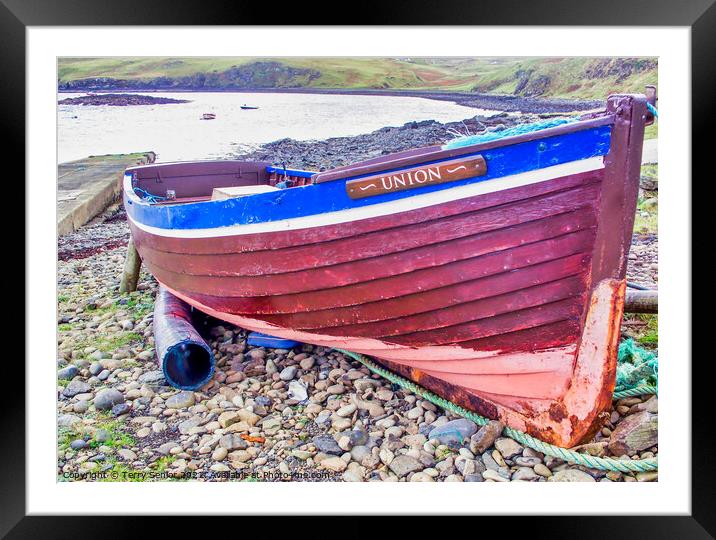Union Fishing Boat on the Meanish Pier, Loch Poolt Framed Mounted Print by Terry Senior