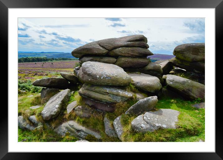 Boldering at Surprise View, Derbyshire Peak Distri Framed Mounted Print by Terry Senior
