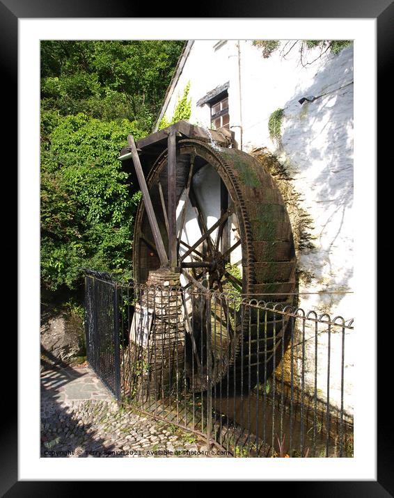 Crumplehorn Mill waterwheel Polperro Framed Mounted Print by Terry Senior