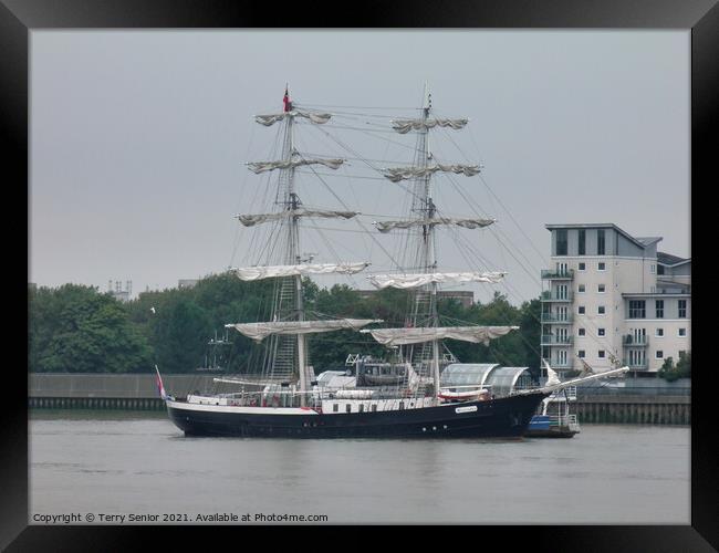 Tall Ship Mercedes joins sisters on the River Thames Framed Print by Terry Senior